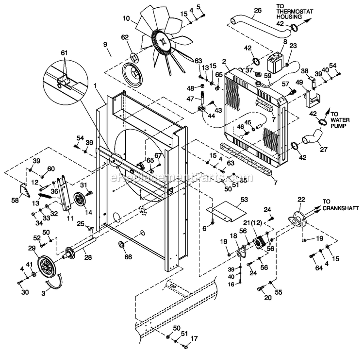 C5 Cooling System Fan Drive (1) Diagram and Parts List for CT13068GNSN (2808V28689)(2008) Generac Generator