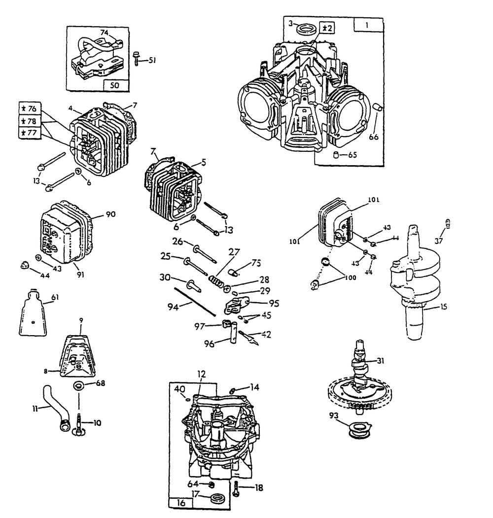 V-Twin Engine Parts (Part 2) Diagram and Parts List for 0844-1  Generac Generator