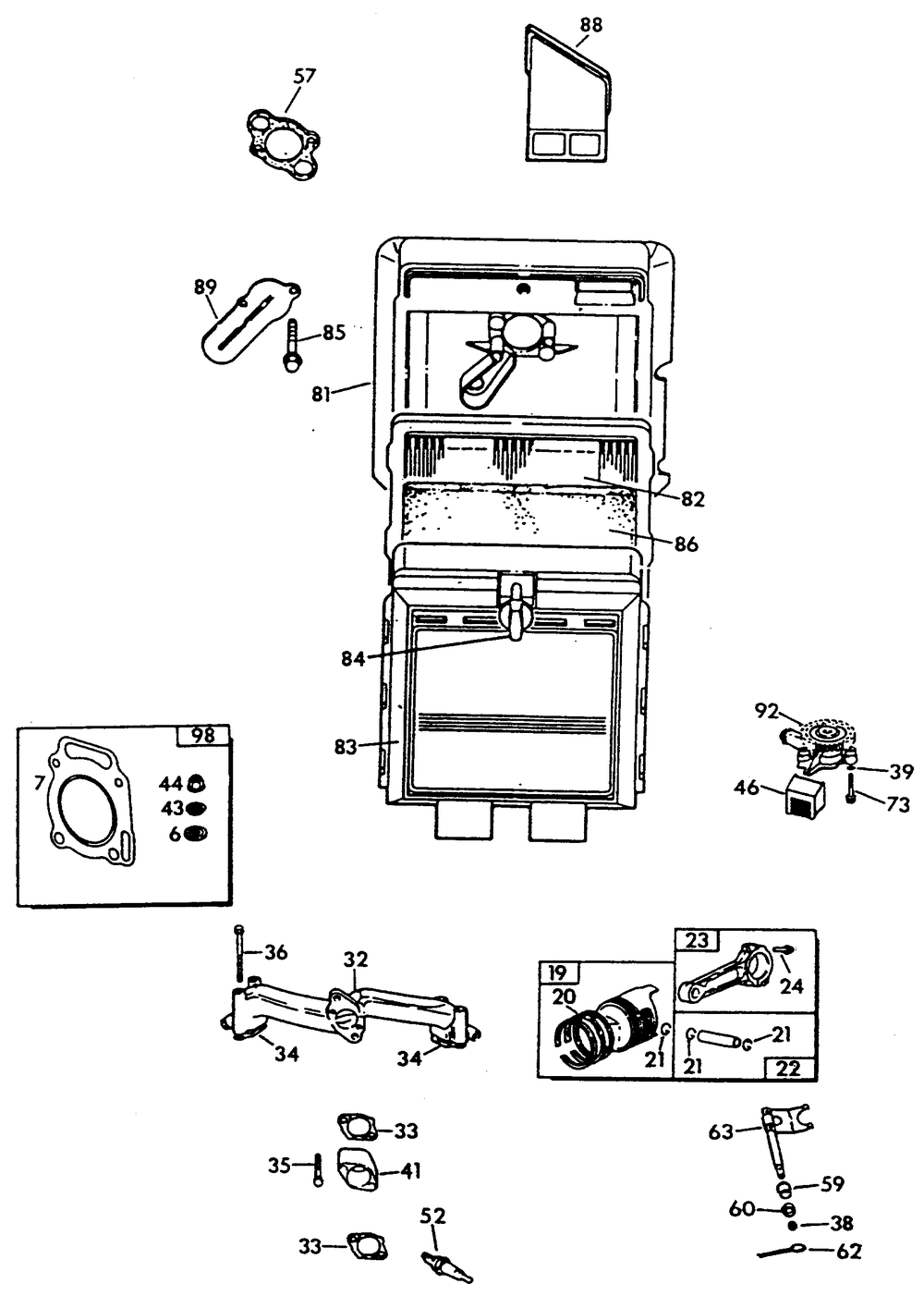 Engine Common Parts 1 Diagram and Parts List for 9592-1  Generac Generator