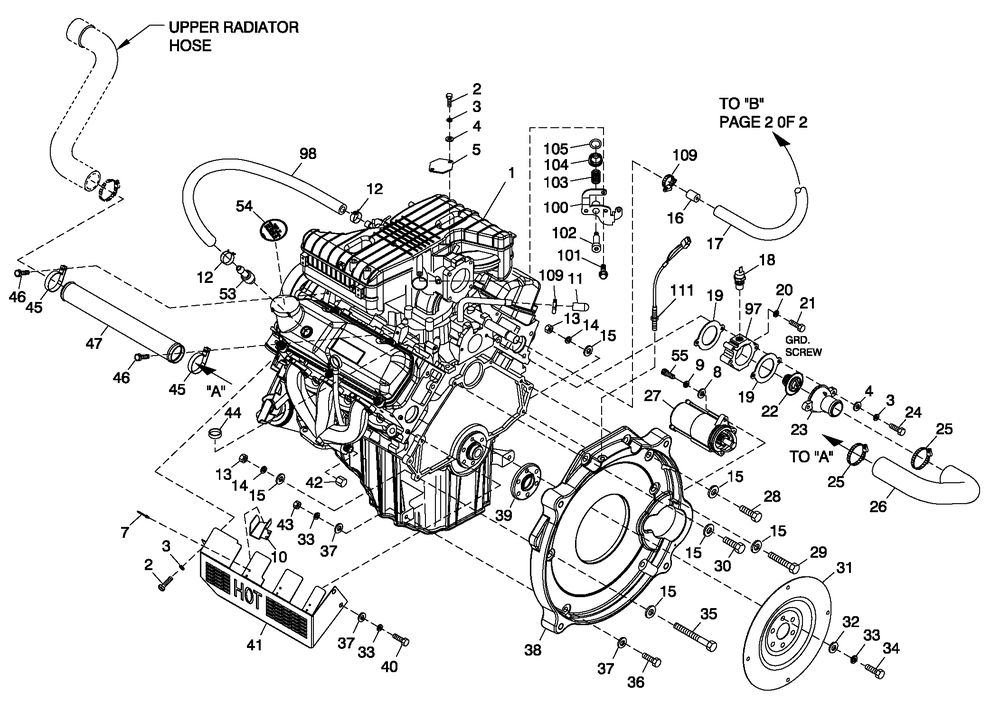 Engine Common Parts 4.2l G3 Diagram and Parts List for 0054200 (4868635 - 5101685)(2008) Generac Generator