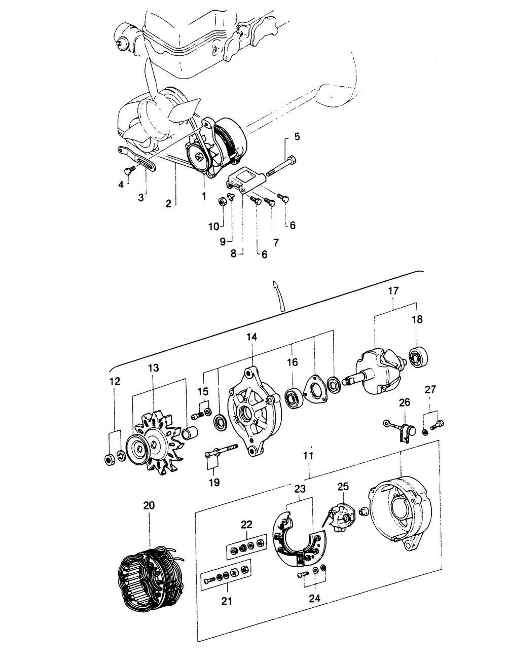 Dc Alternator Diagram and Parts List for 1009-A  Generac Welder