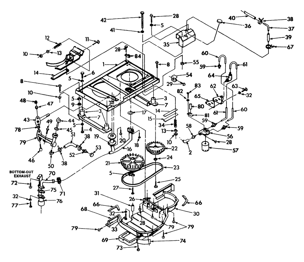 Base And Pulleys Diagram and Parts List for 9653-1  Generac Generator