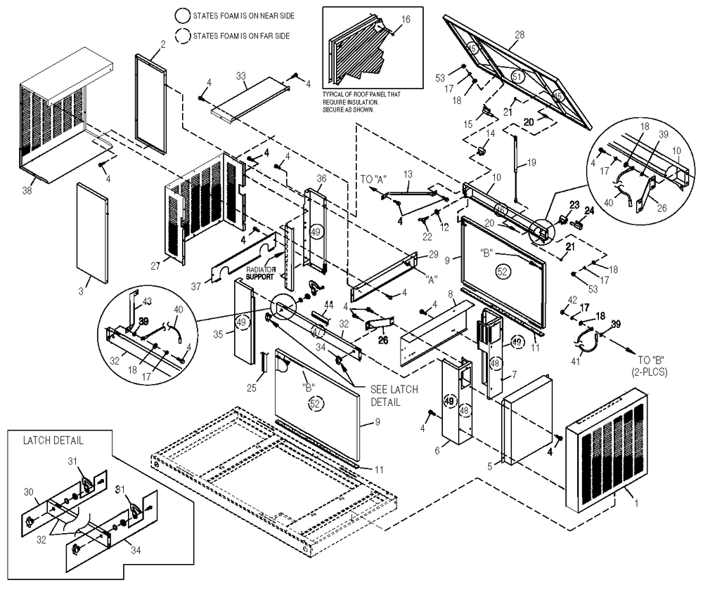 Enclosure Diagram and Parts List for 0049931 (4129406 - 4269501)(2005) Generac Generator