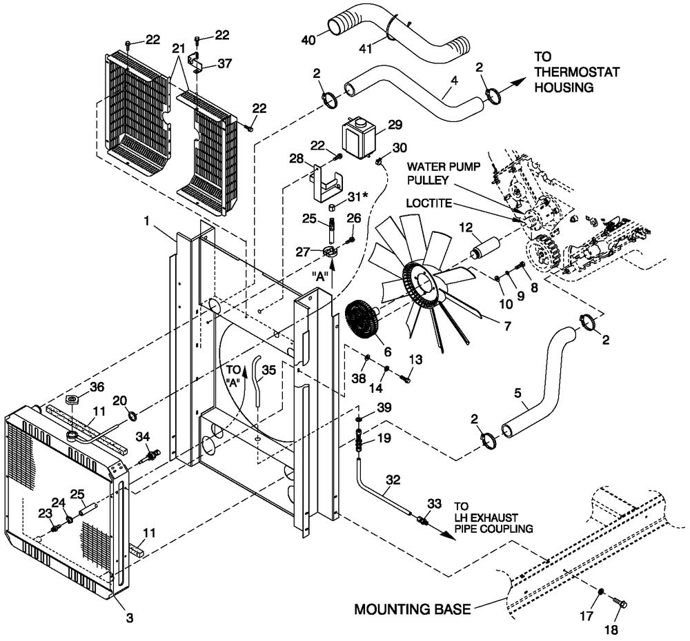 C3 Cooling System And Fan Drive Diagram and Parts List for QT07068AVNNA (4513164 - 4648745)(2006) Generac Generator