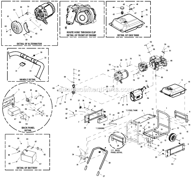 Ev Xg 50hz Diagram and Parts List for 0062210 (7216515 - 7368903)(2012) Generac Generator