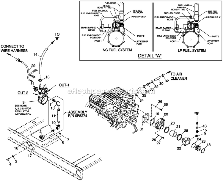 Fuel System 2.4l C2 G2 Diagram and Parts List for ST03542GNAN (4950838)(2008) Generac Generator