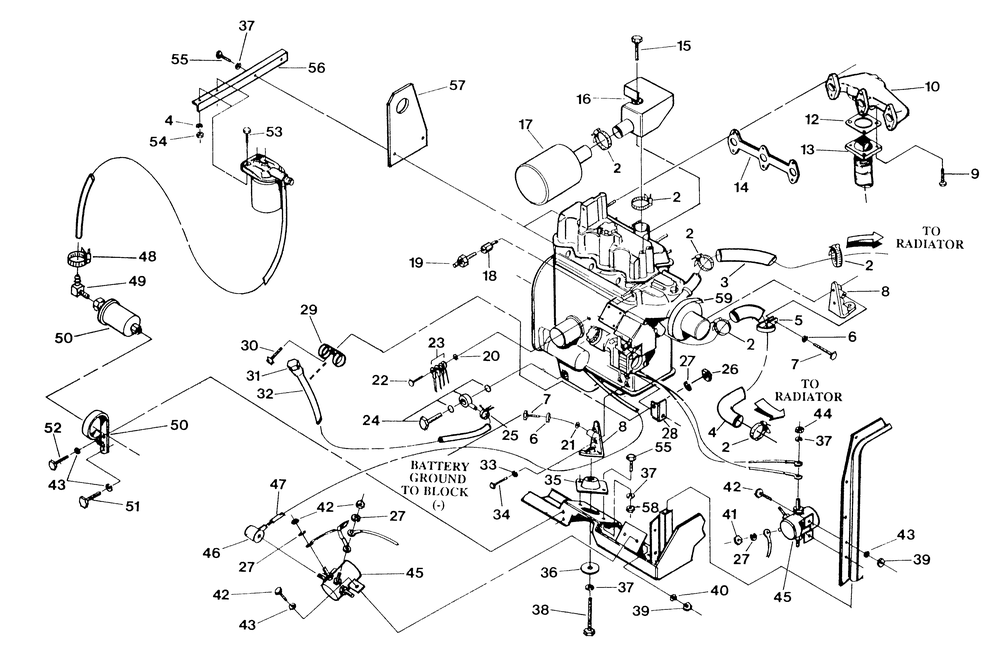 Engine Common Parts Diagram and Parts List for 9343-0  Generac Generator