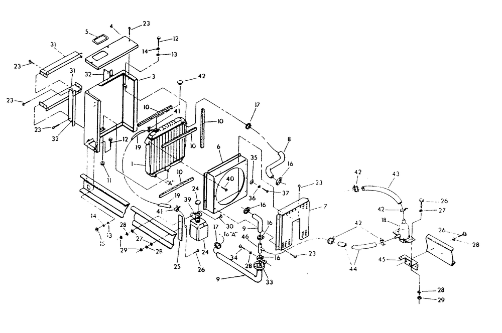 Radiator Diagram and Parts List for 0458-0  Generac Generator