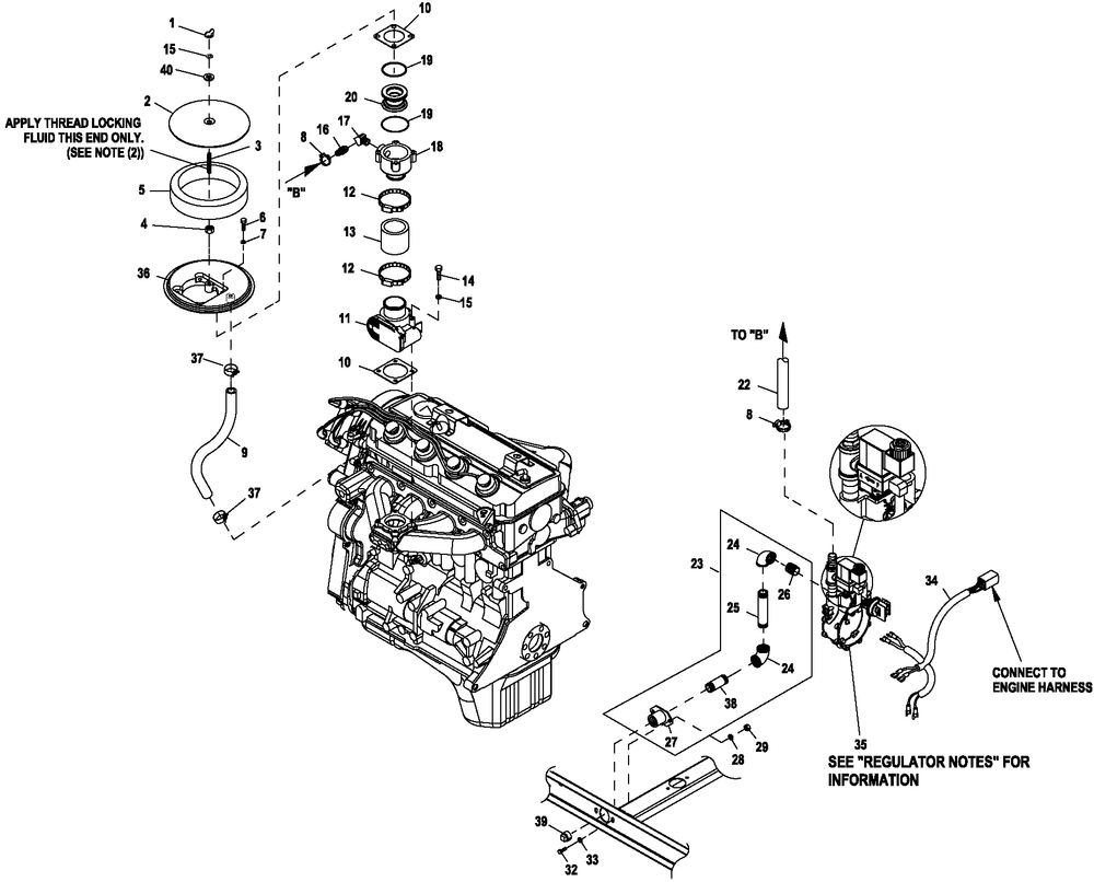 Fuel System 2.4l G2 22&27kw Diagram and Parts List for HT02524ANAX (6247931)(2011) Generac Generator