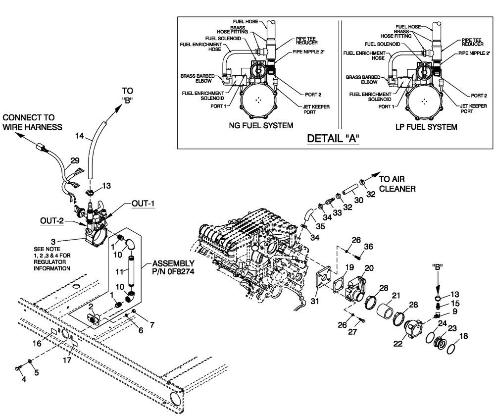Fuel System 2.4l C2 G2 Diagram and Parts List for 0055990 (5111202 - 5223746)(2008) Generac Generator