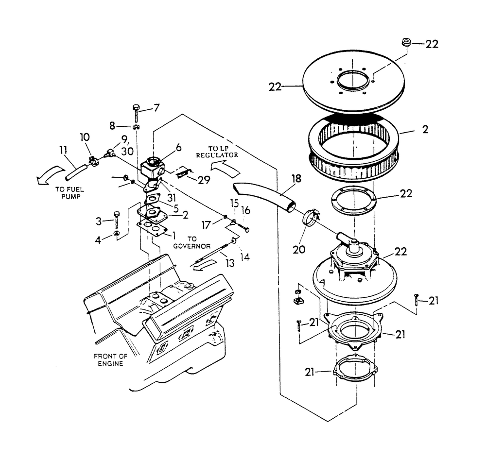 Duel Fuel Carburetor Diagram and Parts List for 9301-2  Generac Generator