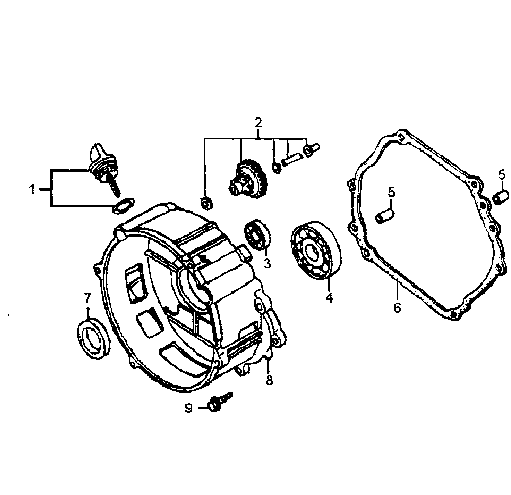 Crankcase cover Diagram and Parts List for GP6500-5940-1  Generac Generator