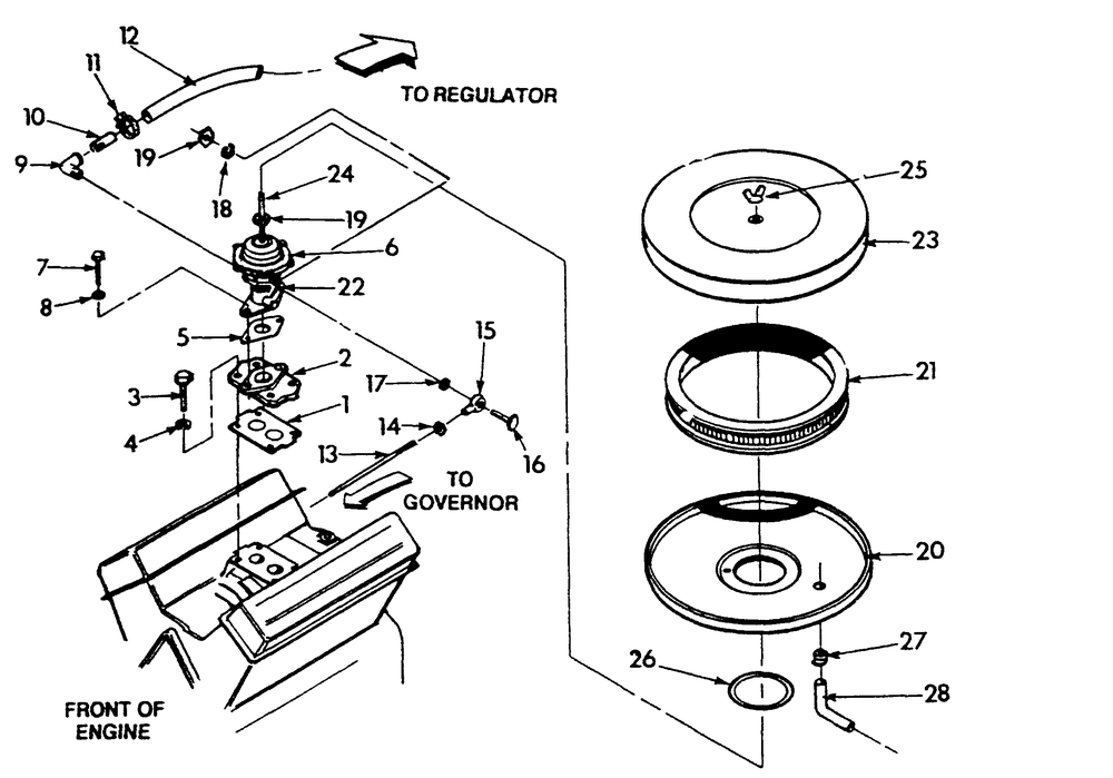Natural Gas Carburetor Diagram and Parts List for 9303-8  Generac Generator