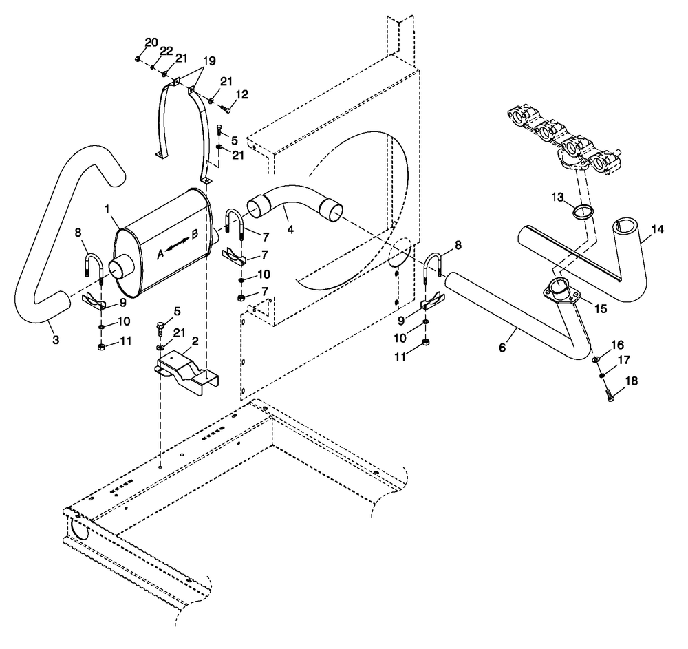 Exhaust System 2.5l C1 Diagram and Parts List for 0052141 (4398943 - 4434963)(2006) Generac Generator
