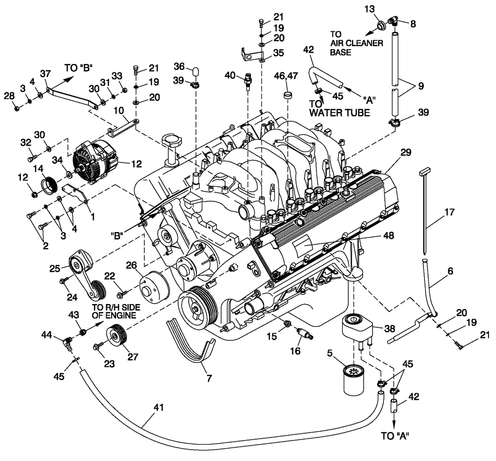Engine Common Parts L/H Side Diagram and Parts List for CT15068ANSN (1507V23117)(2007) Generac Generator