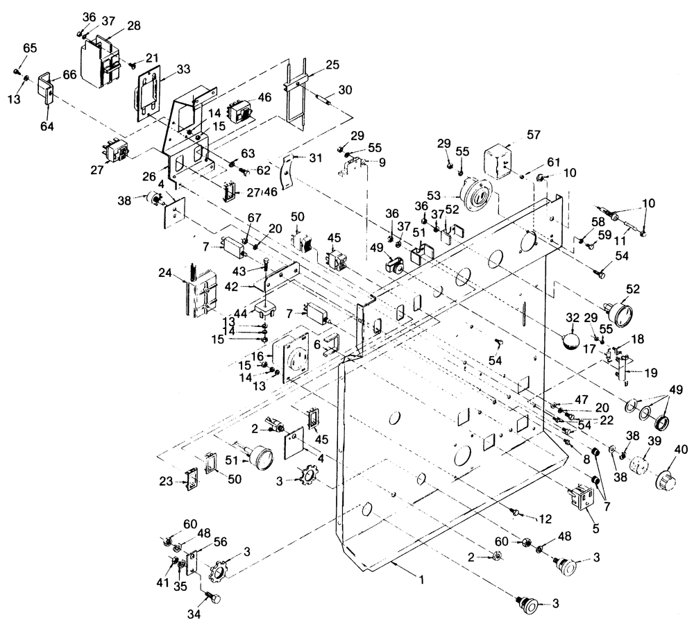 Control Panel Diagram and Parts List for 1010-A  Generac Welder