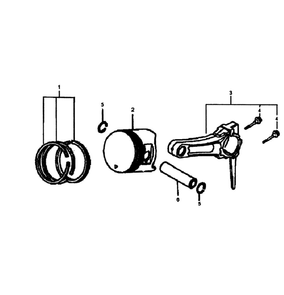 Piston Assembly Diagram and Parts List for GP6500-5940-0  Generac Generator