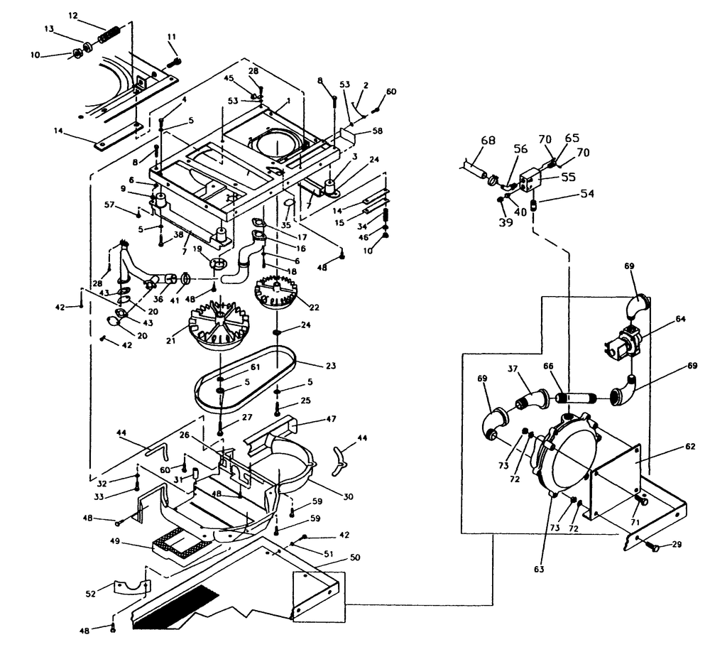 Base And Pulleys Diagram and Parts List for 0587-3  Generac Generator