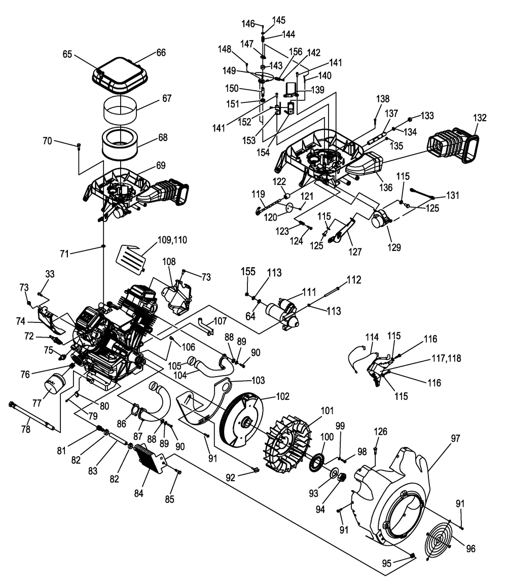 Engine Parts 2 Diagram and Parts List for 0052920 (1007V22543 - 4606V20848)(2007) Generac Generator