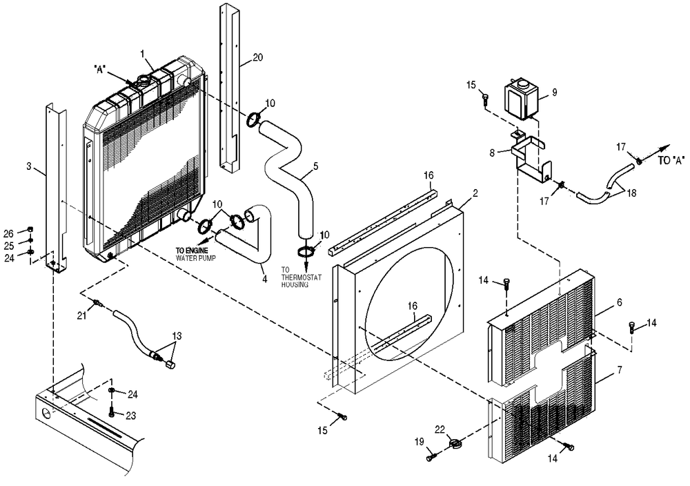 Radiator Diagram and Parts List for 0051060 (0505V01166)(2005) Generac Generator