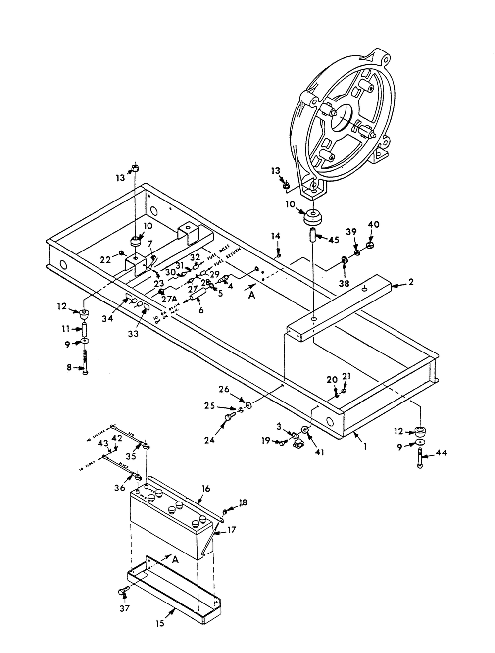 Mounting Base Diagram and Parts List for 9106-0  Generac Generator