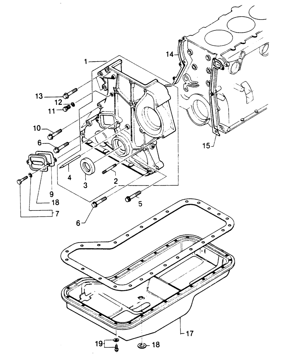 Oil Pan And Timing Chain Cover Diagram and Parts List for 1009-A  Generac Welder
