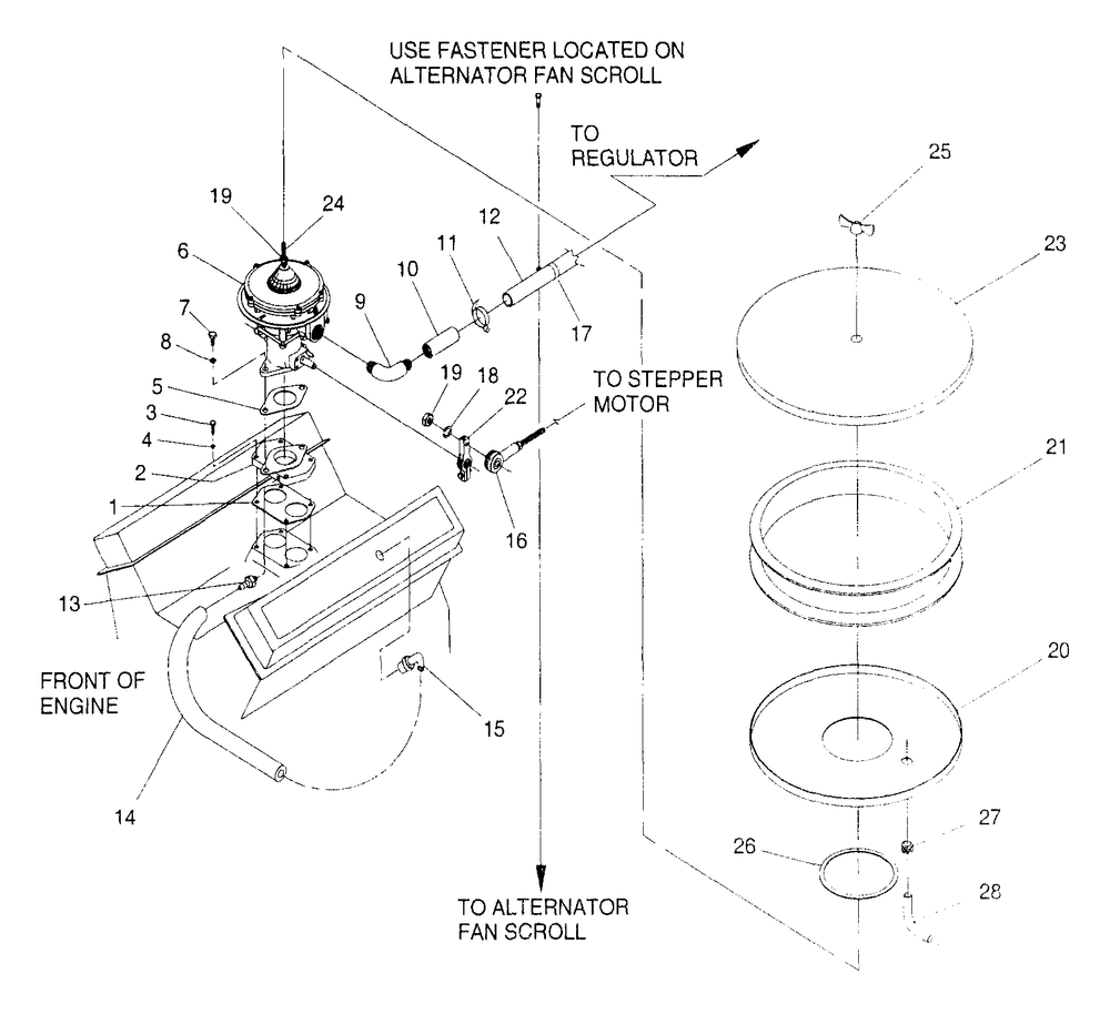 Carburetor Diagram and Parts List for 4373-1  Generac Generator