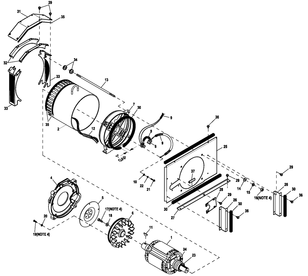 Ev Altcomprt Direct B-Can Diagram and Parts List for HT03524KNAX (7181098)(2012) Generac Generator