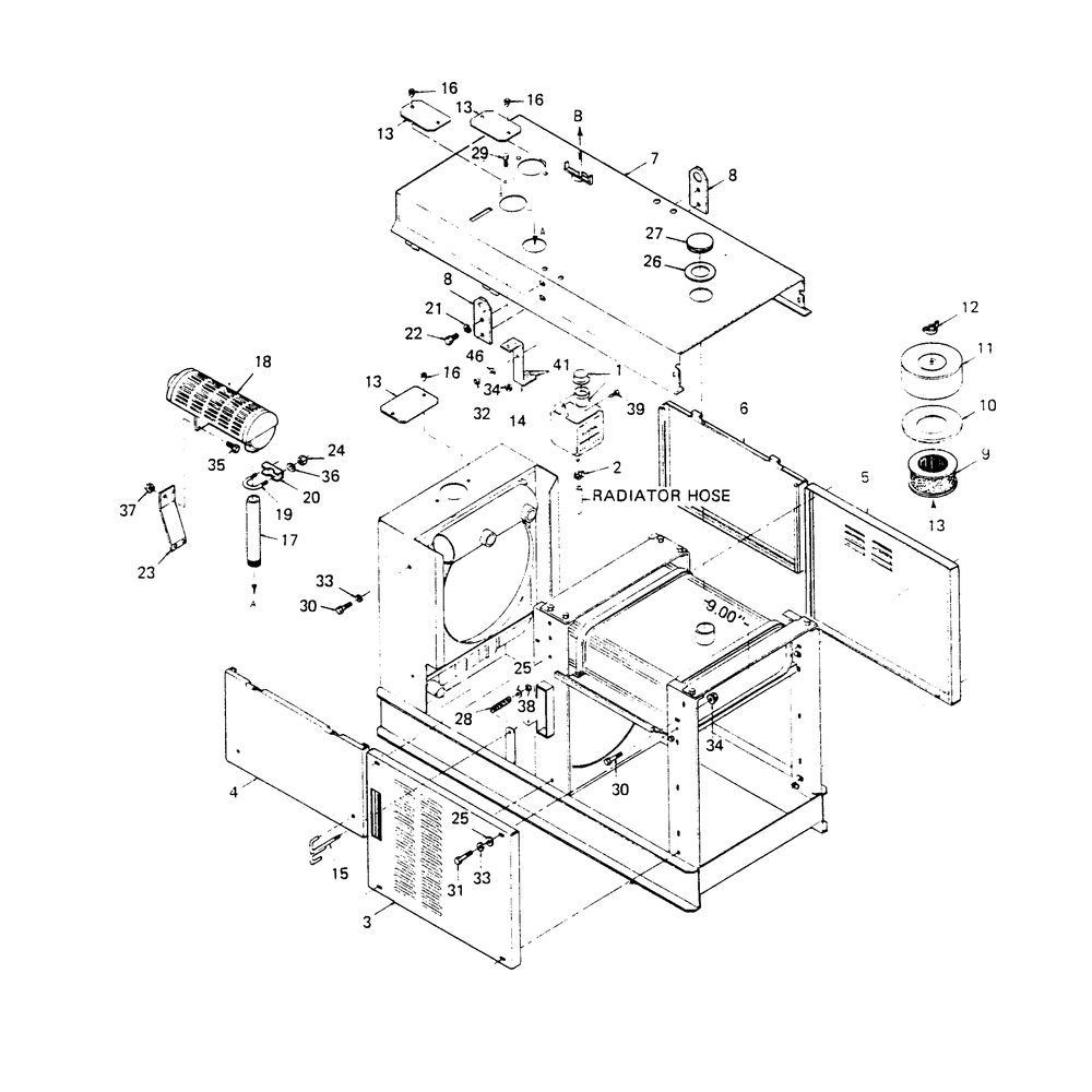 Exterior Panel Diagram and Parts List for 6981-0  Generac Generator