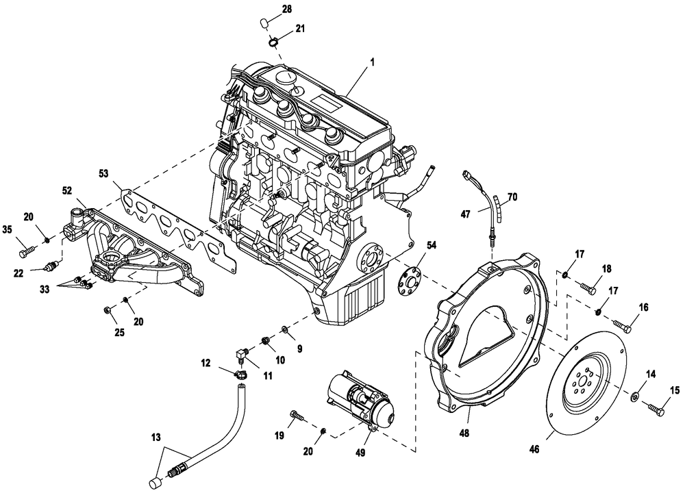 Engine Common Parts 2.4l G2 Turbo 36k Diagram and Parts List for HT03524ANAX (7064093 - 8357475)(2013) Generac Generator
