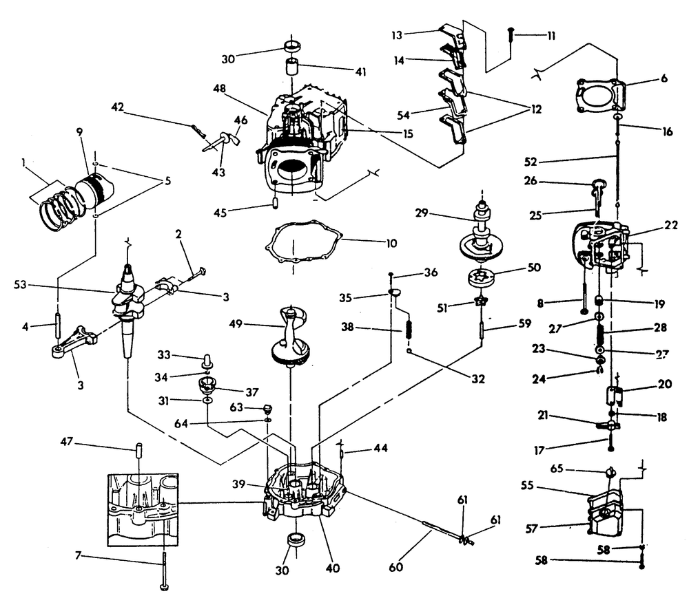 Gn-360 Engine (Long Block) Diagram and Parts List for 9840-1  Generac Generator