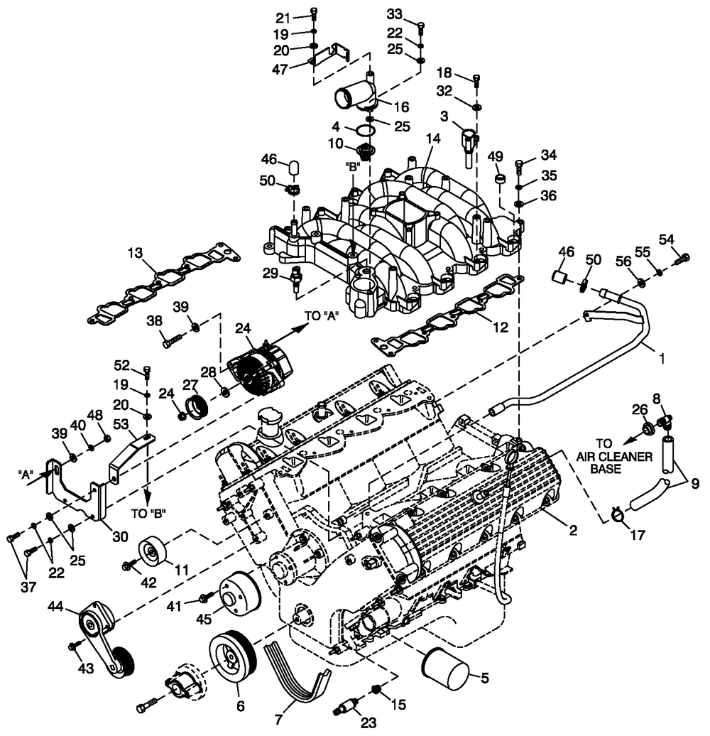 Engine Common Parts L/H Side 4.6l G3 Qt Diagram and Parts List for ST08046AVSN (4699641)(2007) Generac Generator