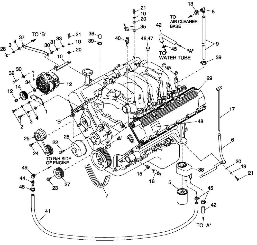 Engine Common Parts L/H Side Diagram and Parts List for CT13068AVAN (1908V27747)(2008) Generac Generator
