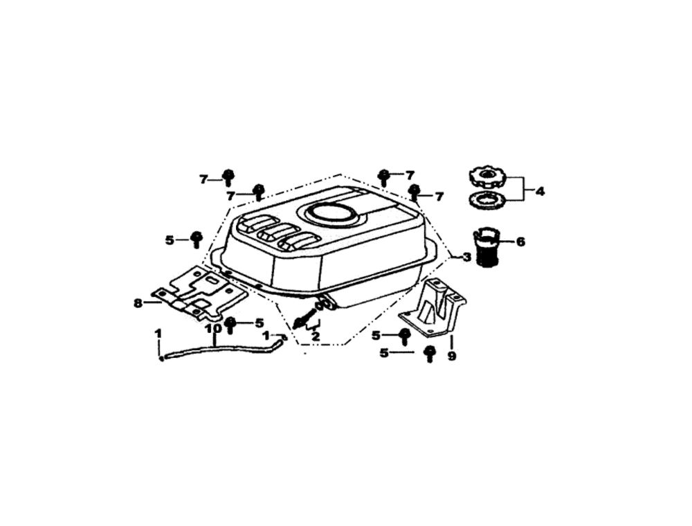 Fuel Tank Diagram and Parts List for 005993-0  Generac Pressure Washer