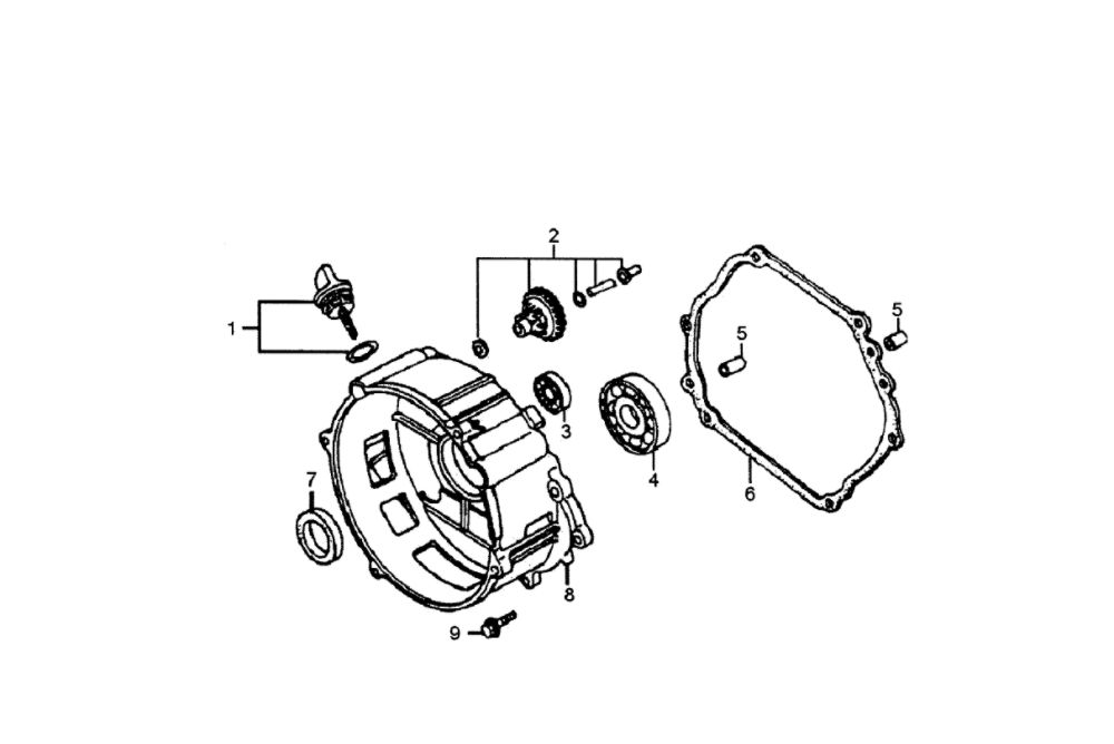 Crankcase Cover Diagram and Parts List for 006001-0  Generac Generator