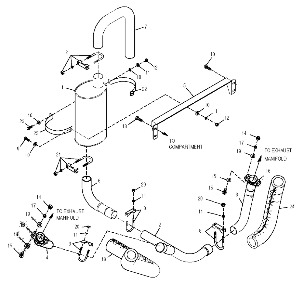 Muffler Diagram and Parts List for 0049920 (3824977 - 4104345)(2007) Generac Generator