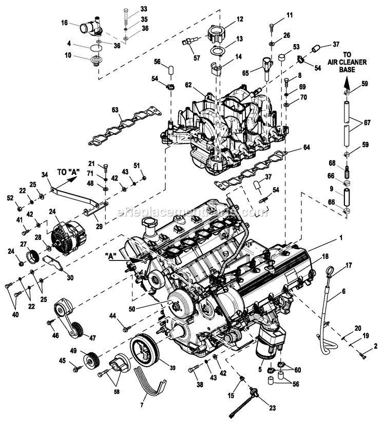 Ev Engine Common Parts 5.4l C5 (2) Diagram and Parts List for HT08054JNAX (3000089944)(2016) Generac Generator