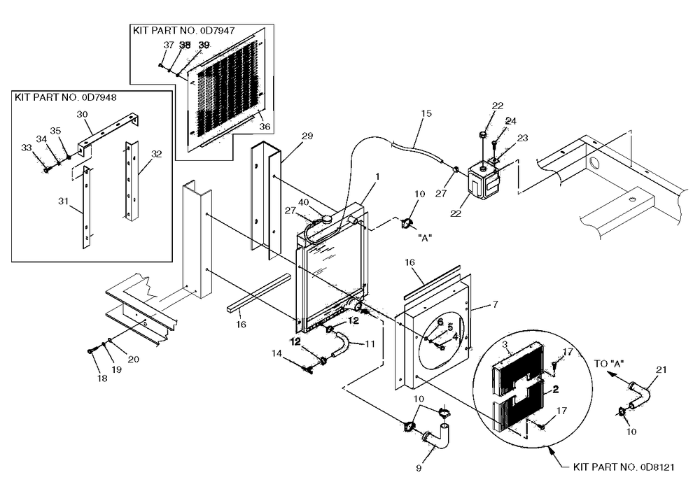 4.3l Radiator Diagram and Parts List for 0049142 (3804527 - 3808841)(2003) Generac Generator