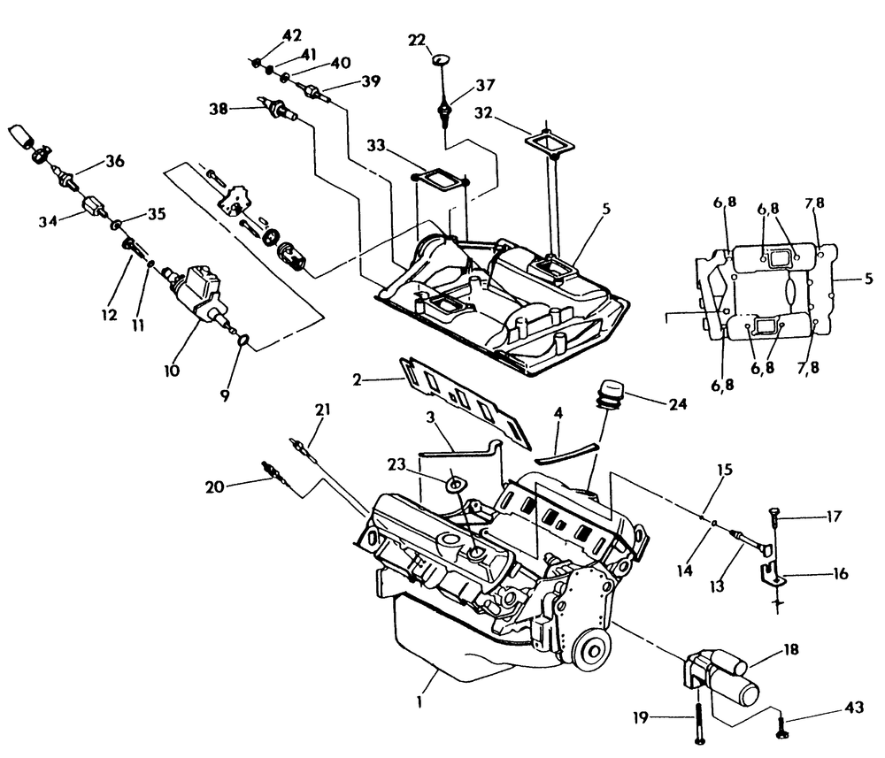 4.3 Liter Engine (Part 1) Diagram and Parts List for 9573-2  Generac Generator