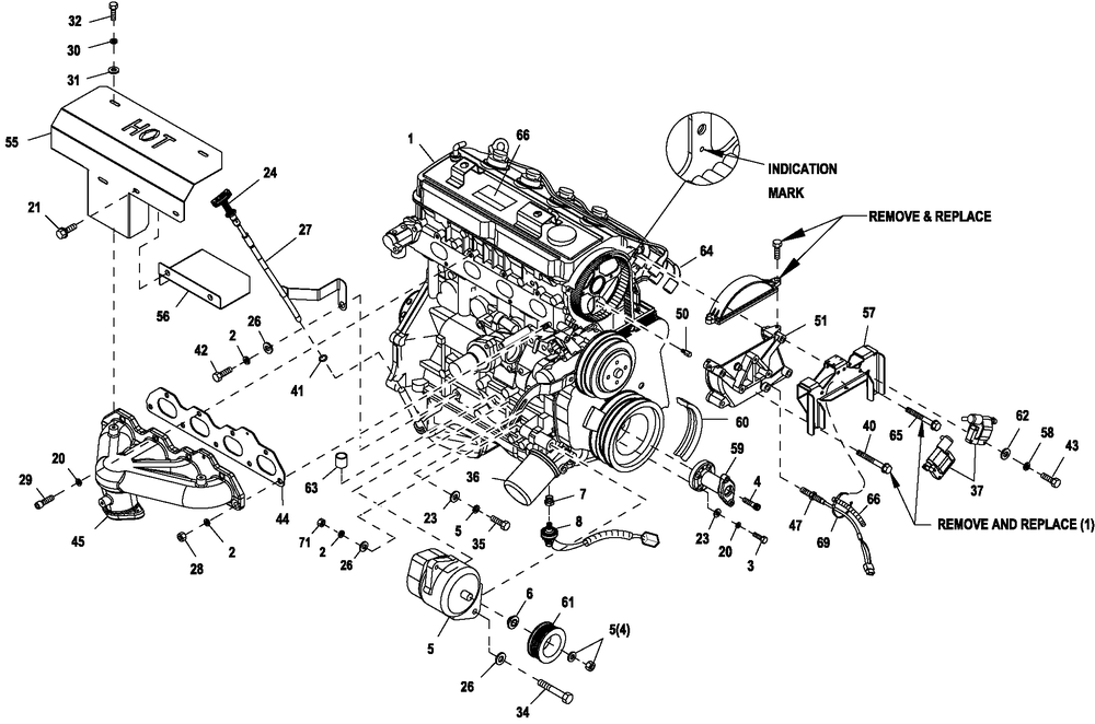 Engine Common Parts Diagram and Parts List for ET04524ANSX (5958125 - 6811044)(2011) Generac Generator