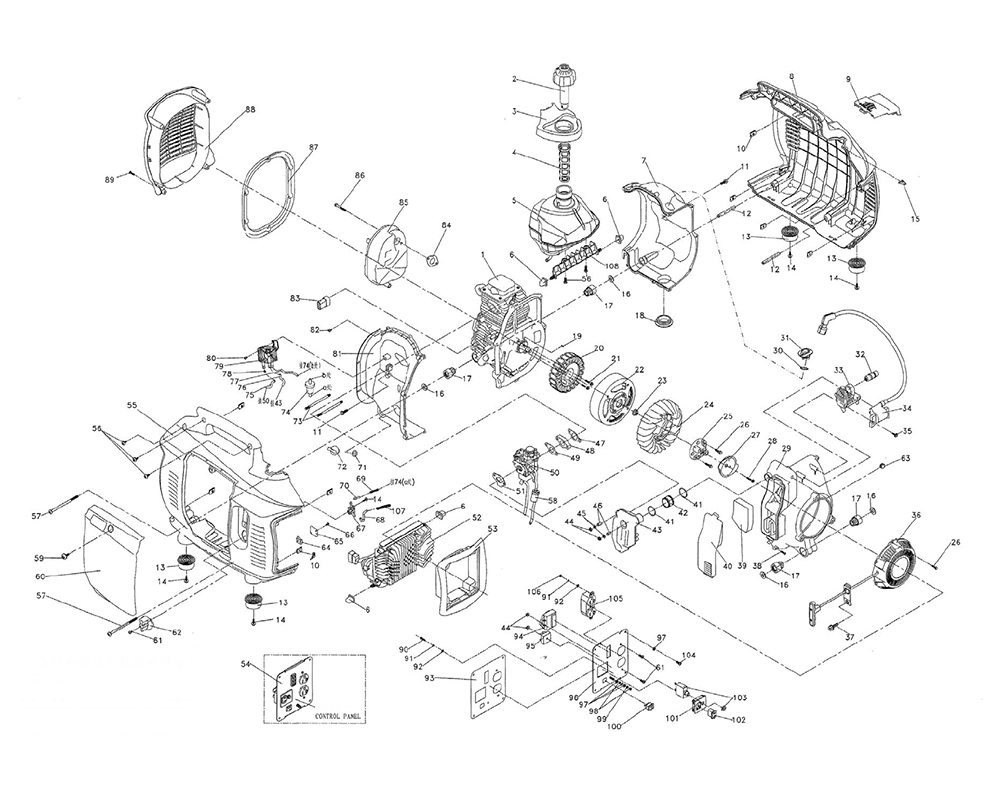 Fig-0 Diagram and Parts List for G0058420 IX1400 Generac Generator