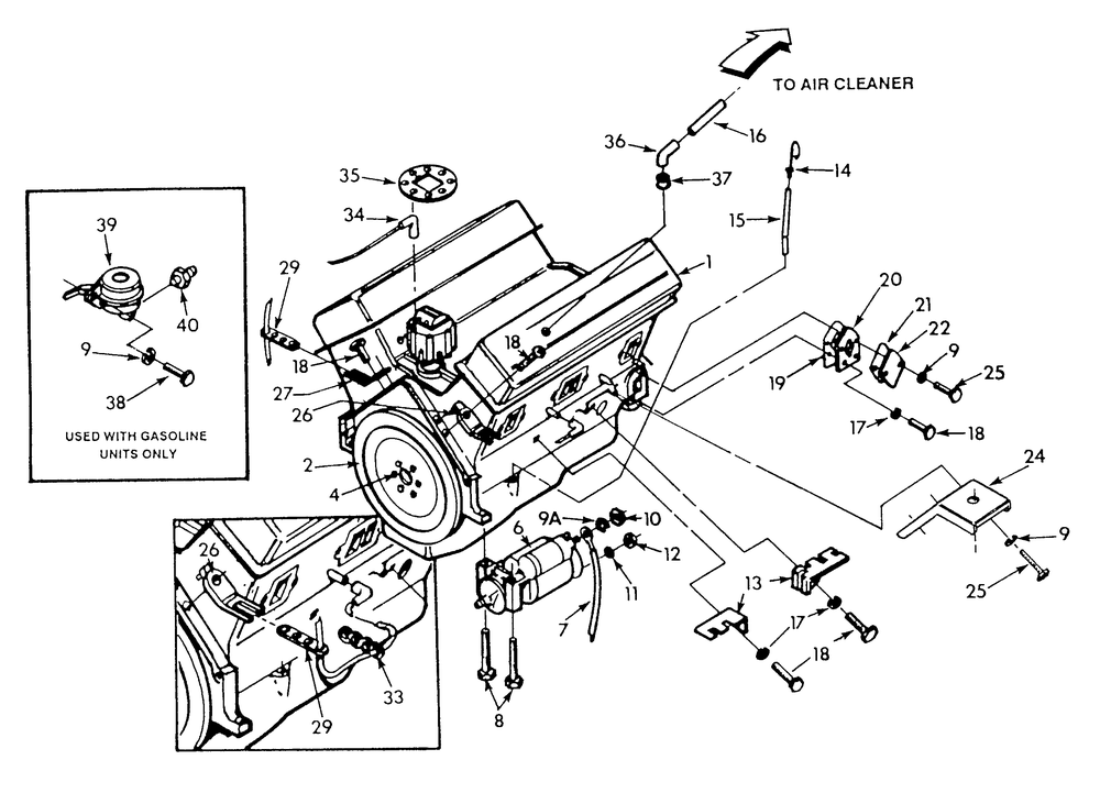 5.0 Liter Engine (Part 1) Diagram and Parts List for 9303-3  Generac Generator