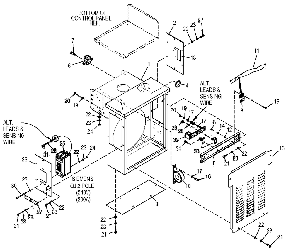 Connection Box Diagram and Parts List for 0049142 (3804527 - 3808841)(2003) Generac Generator