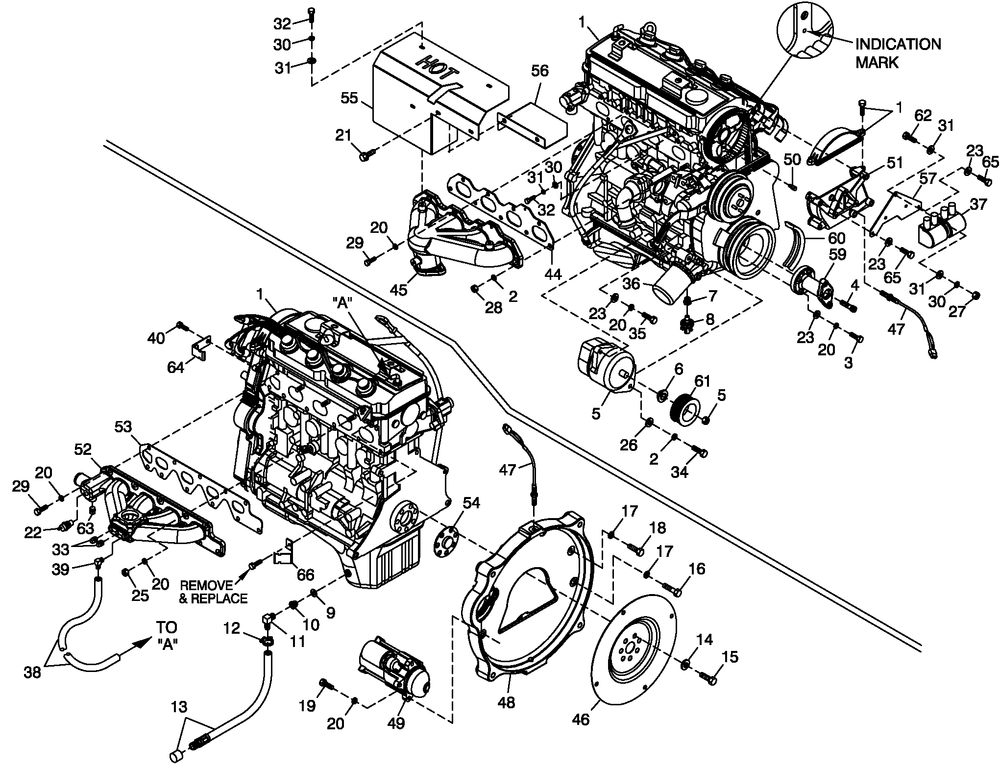 Engine Common Parts 2.4l G2 Diagram and Parts List for 0053100 (0307V21696 - 5006V21514)(2007) Generac Generator