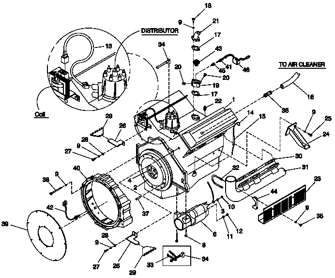Ev Engine Parts Guard/Emis Diagram and Parts List for 0047490 (3650293 - 3651545)(2002) Generac Generator