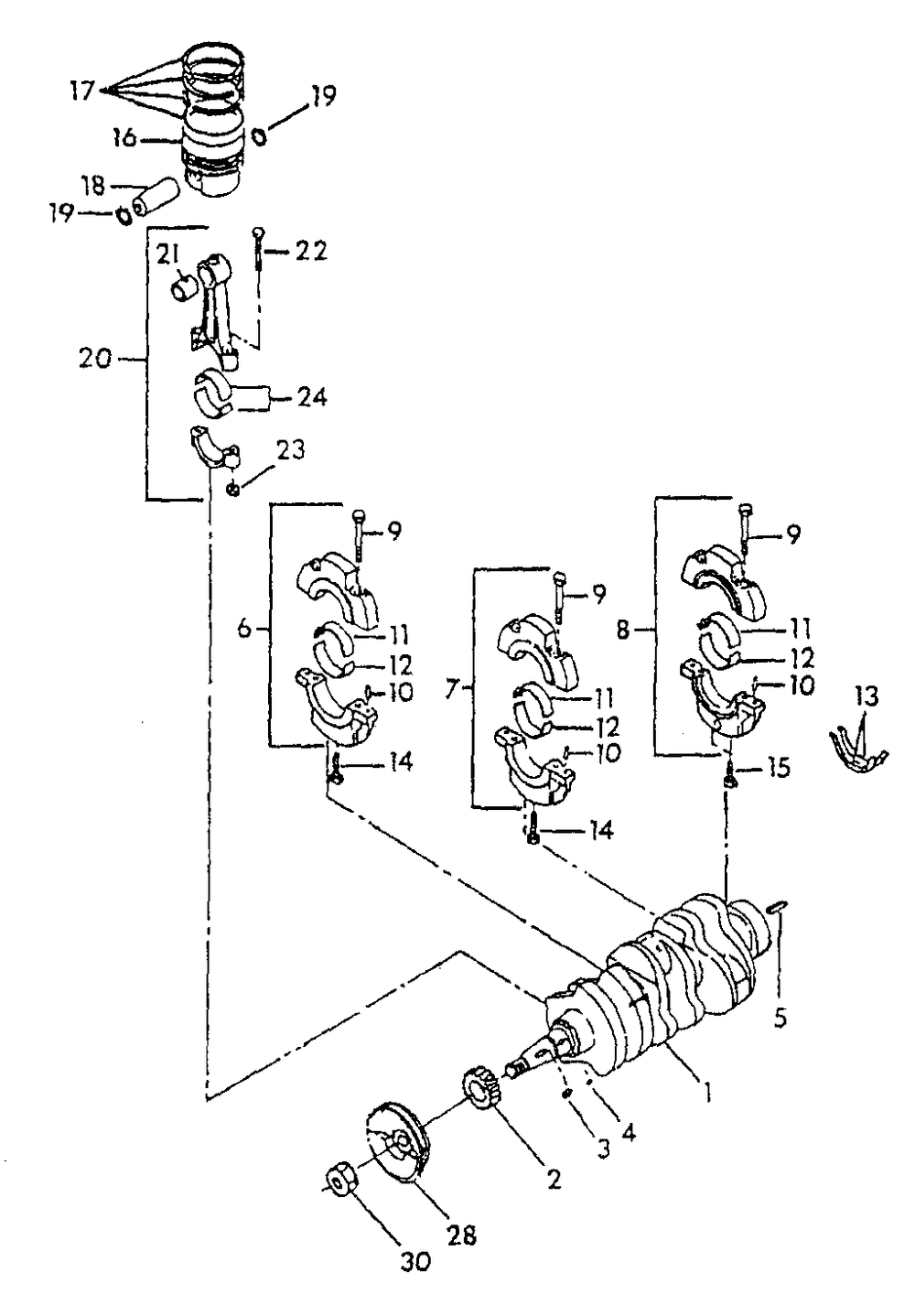 Crankshaft, Piston And Flywheel Diagram and Parts List for 9344-2  Generac Generator