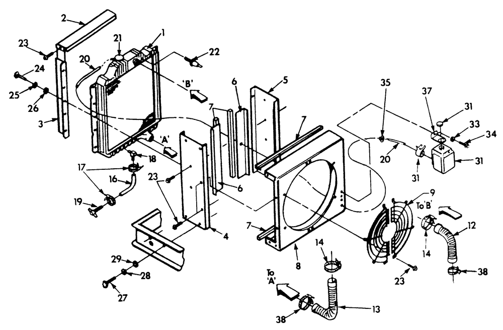 Radiator Diagram and Parts List for 9303-8  Generac Generator