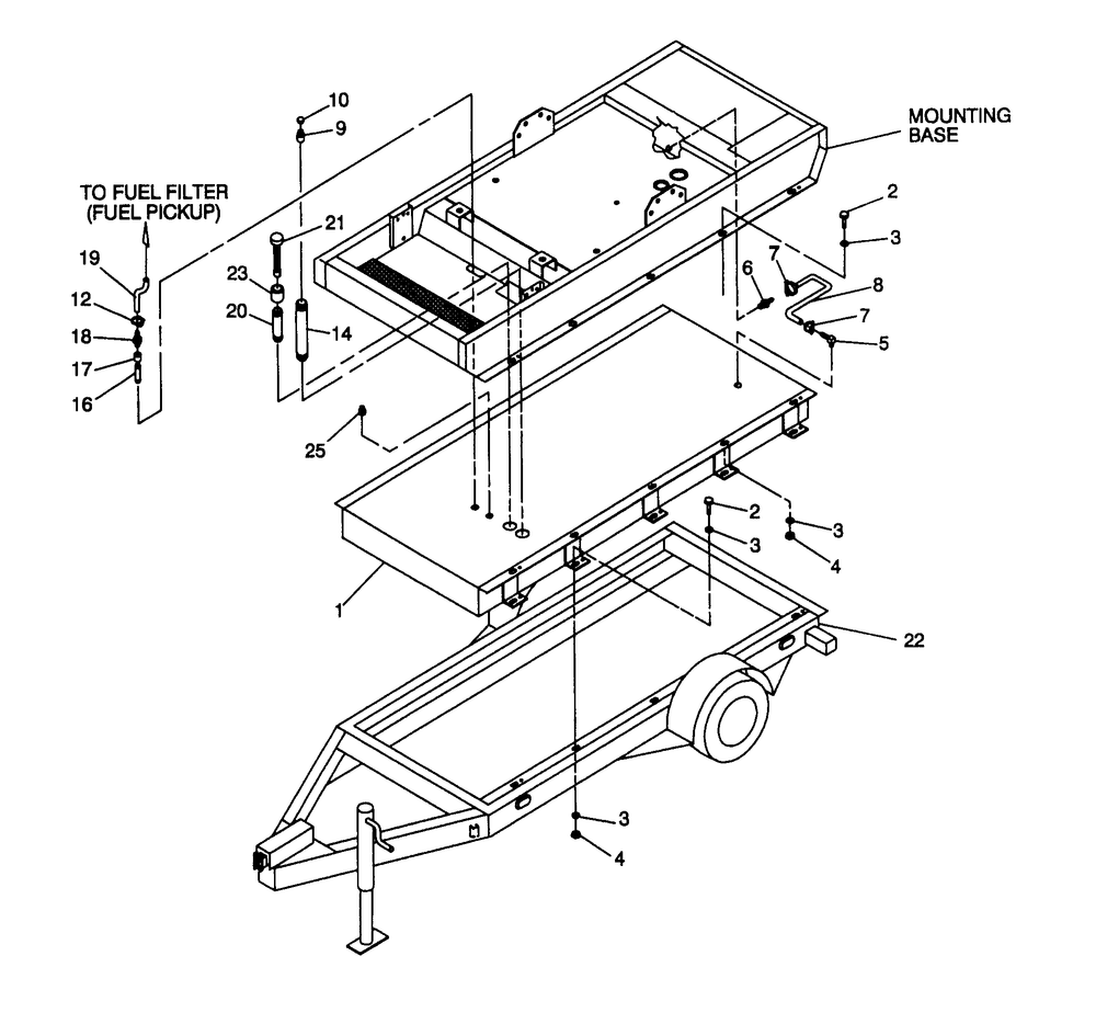 Trailer Diagram and Parts List for 4060-0  Generac Generator