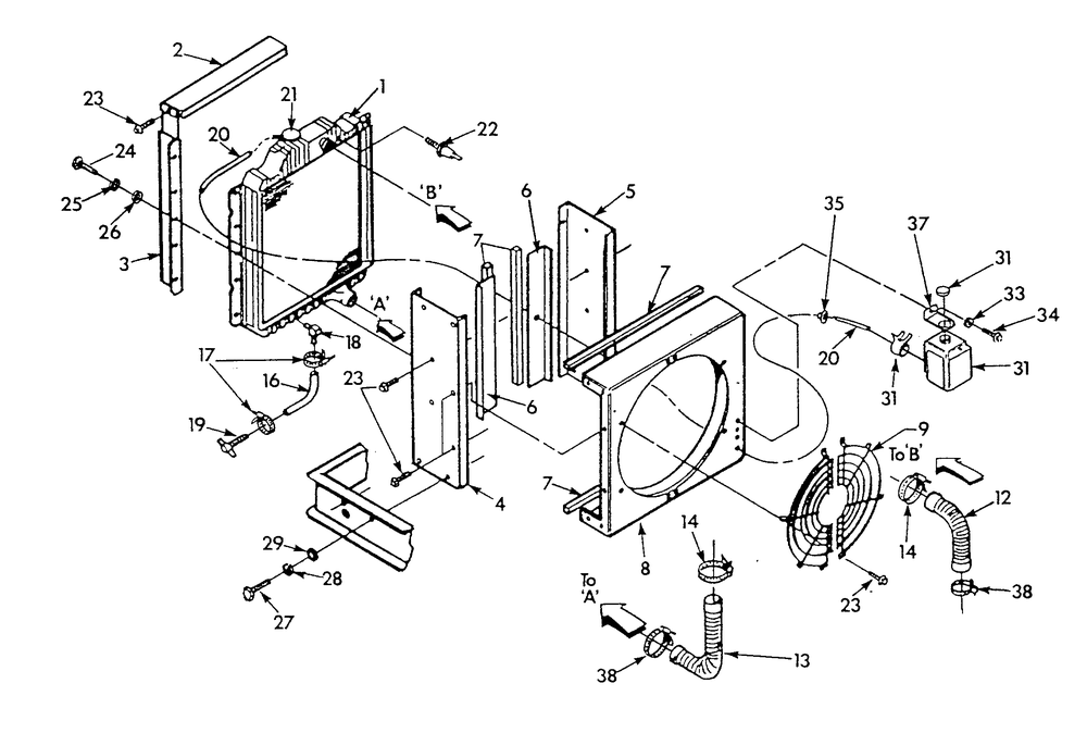 Radiator Diagram and Parts List for 9303-3  Generac Generator