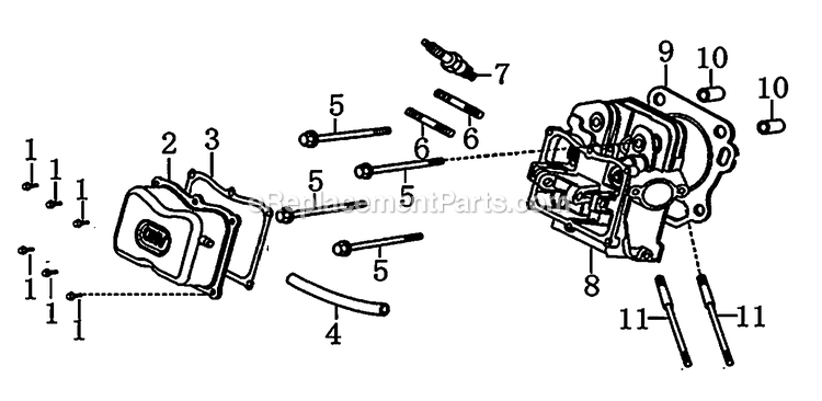 Cylinder Head Diagram and Parts List for 0060362 (7611825A - 9292157A)(2014) Generac Generator